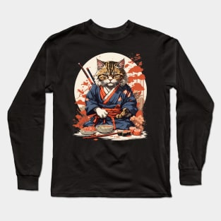 Cool Cat Sushi Art Long Sleeve T-Shirt